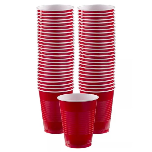 Pack of 40 Disposable Plastic Cups , 18 Oz, Strong and Sturdy