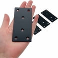 thumbnail image 3 of Placas de unión planas perforadas Placas de fijación de soporte - 5 piezas Soportes planos 100 x 50 x 2 mm Placas de unión para fijación de juntas y reparación de muebles (negro) JAMW Sencillez, 3 of 5