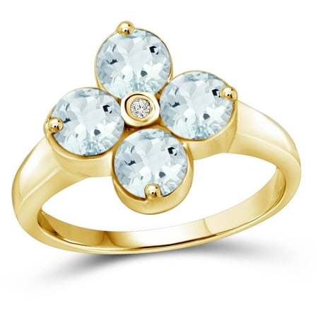 JewelersClub 1.80 Carat T.G.W. Aquamarine Gemstone and White Diamond Accent Gold over Sterling Silver Ring