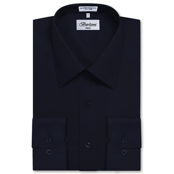 Berlioni Italy Men's Long Sleeve Solid Premium Dress Shirt
