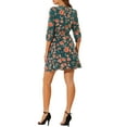 thumbnail image 3 of INSPIRE CHIC Women's Floral 3/4 Sleeves Tie Waist Ruffle Faux Wrap Dress, 3 of 5