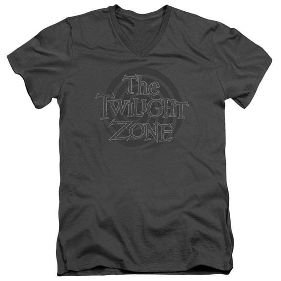 Twilight Zone Spiral Logo Adult V-Neck 30/1 T-Shirt Charcoal