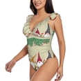 thumbnail image 3 of Yiaed Christmas Card With Gnomes Print Women's Ruffled One Piece Swimsuit V Neck Swimwear Slimming Monokini for Woman-XX-Large, 3 of 8