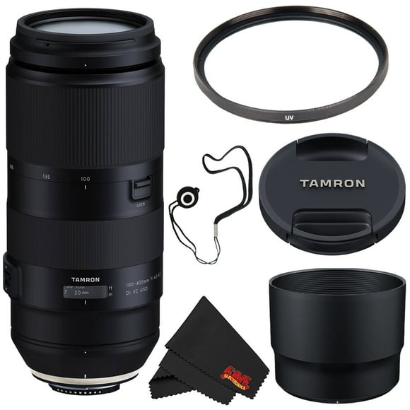 Tamron 100-400mm f/4.5-6.3 Di VC USD Objectif pour Nikon F AFA035N-700 (Modèle International) + 67mm Filtre UV + Bouchon d'Objectif + Faisceau de Tissu en Microfibre