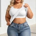 thumbnail image 2 of Sevevn Women's Plus Size Ribbed Crop Tank Top U-Neck Sleeveless Top with Built-in Bra White 4XL, 2 of 7