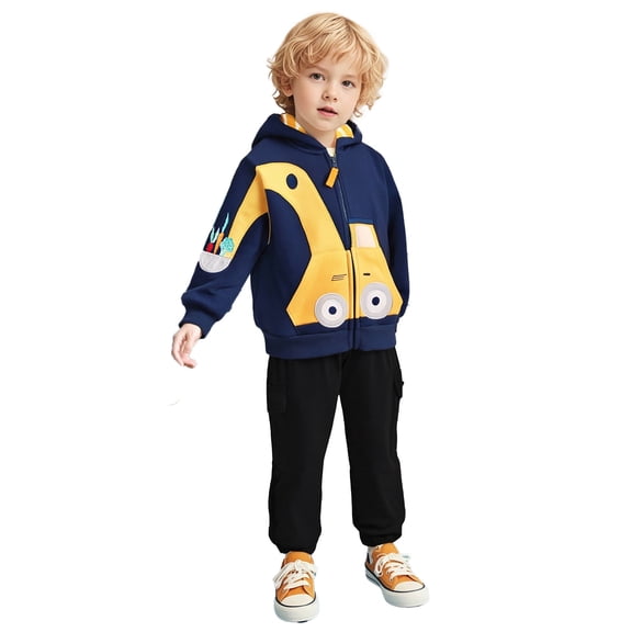 ZXLBBD Boys Hoodies Sweatshirts Lined Pullover Warm Long Sleeve Soft Top for Toddler Youth Casual Relaxed Fit Outdoor Daily Wear Size 3 Y-4 Y