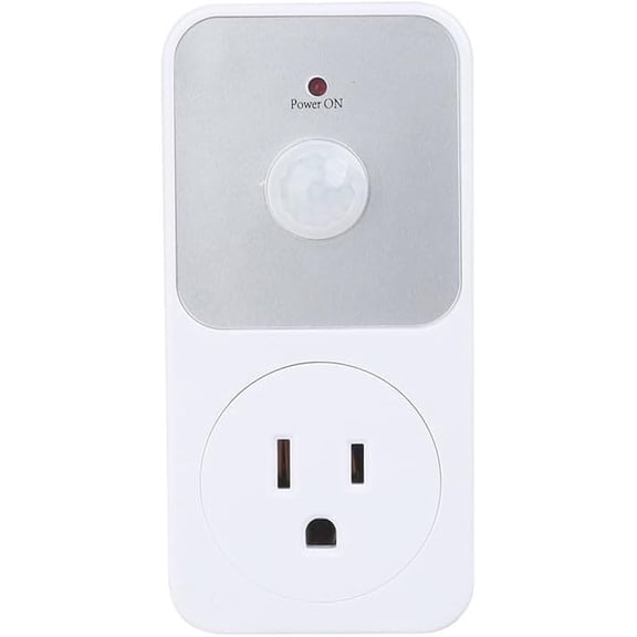 Motion Detection Sensor Power Socket Switch, 110V PIR Infrared Electrical Outlet with 1800W Load Capacity for Garage, Hallway or Indoor Security Lighting