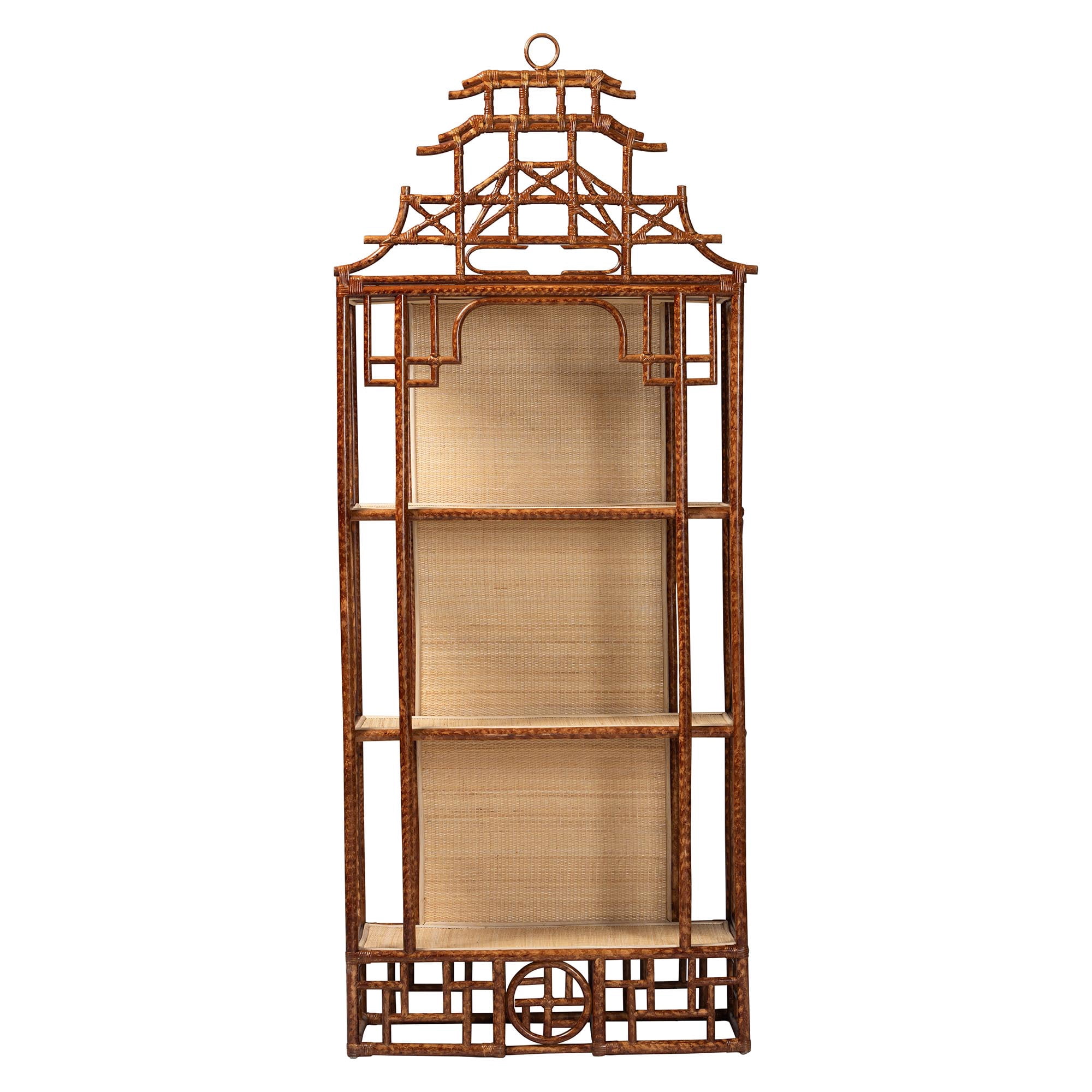 bali & pari Tamiko Boho Freestanding Shelf, 3-Tier, Marbled Tortoise Brown