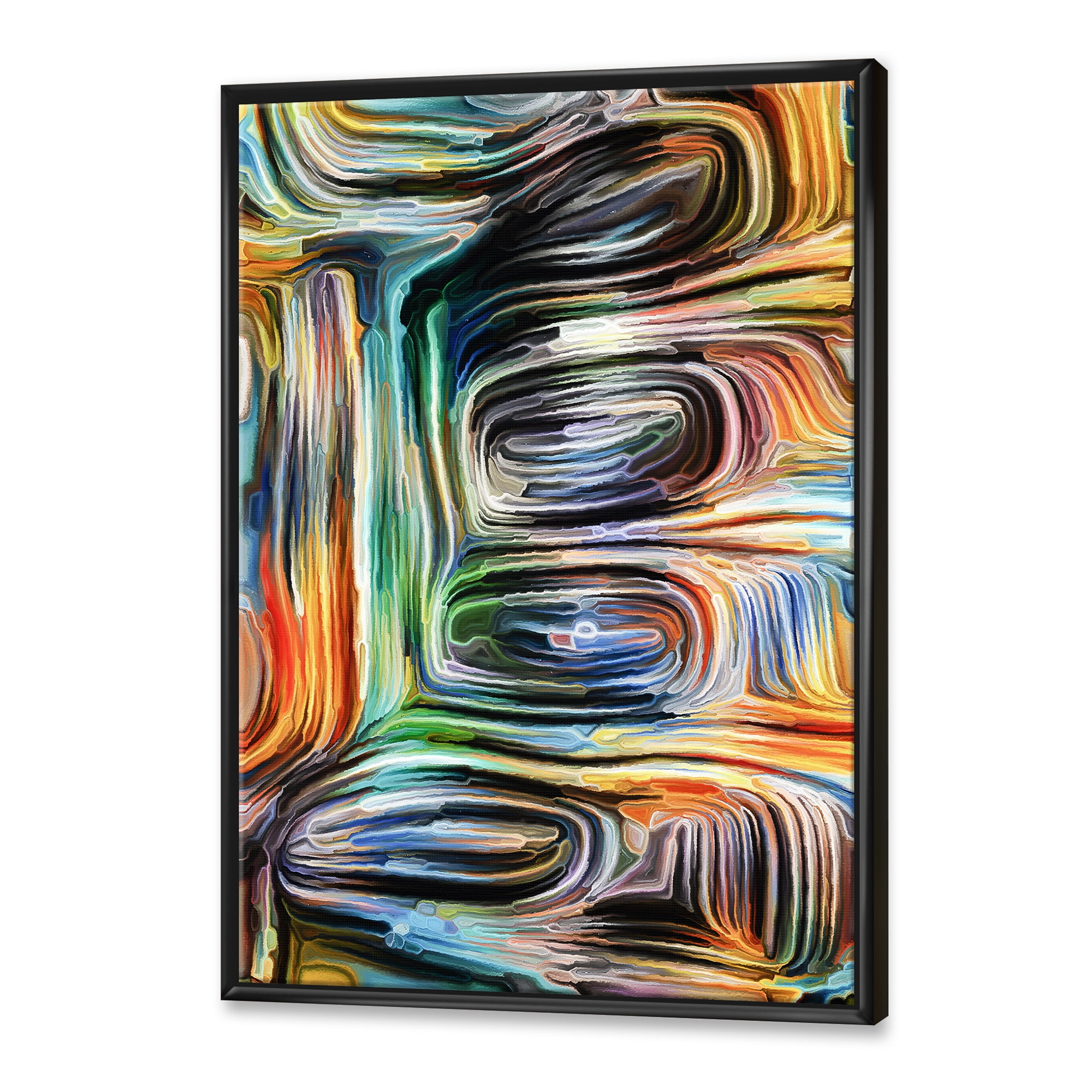 Designart 'Colour Spiral Fusion VII' Modern Framed Canvas Wall Art Print