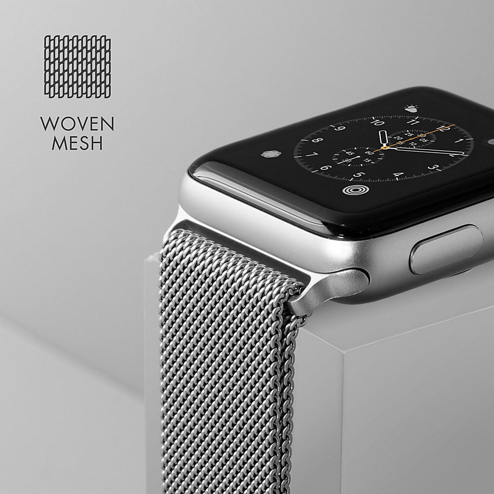 LAUT Apple Watch Series 1 7 SE 42 44 45mm Top grade Stainless steel Woven mesh Lightweight breathable design Easy to adjust Steel Loop Black Walmart