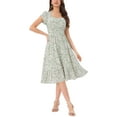 thumbnail image 2 of Vestido Midi de Verano para Mujer INSPIRE CHIC con Cuello Cuadrado y Mangas Cortas, Vestido Boho Floral M Verde, 2 of 5