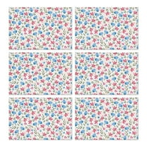 Pioneer Flower Floral Print Pattern Summer Placemats Table Placemats Set Of 6-Linen Kitchen Washable Placemats Table Mats 12x18 Inch Non-Slip Heat Resistant