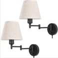 thumbnail image 2 of Luz De Pared Con Brazo Oscilante, Luces De Pared Modernas Con Pantalla De Lino, Instalación Enchufable O Montada, Enchufe E27 Para Dormitorio, Sala De Estar, Oficina 2 Piezas Cateissary HA026948-02, 2 of 7