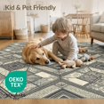 thumbnail image 4 of ODIKA 6'x9' Washable Area Rug Geometric Interlocking Weathered Faded Neutral Palette Repeating for Family Room, Living Room, Master Bedroom, Non-Slip, Easy Care, 4 of 7