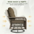 thumbnail image 4 of UDPATIO 3 Pieces Patio Furniture Set, Outdoor Swivel Gliders Rocker, Wicker Patio Bistro Set with Rattan Rocking Chair, Glass Top Side Table and Thickened Cushions (Brown coffee), 4 of 9