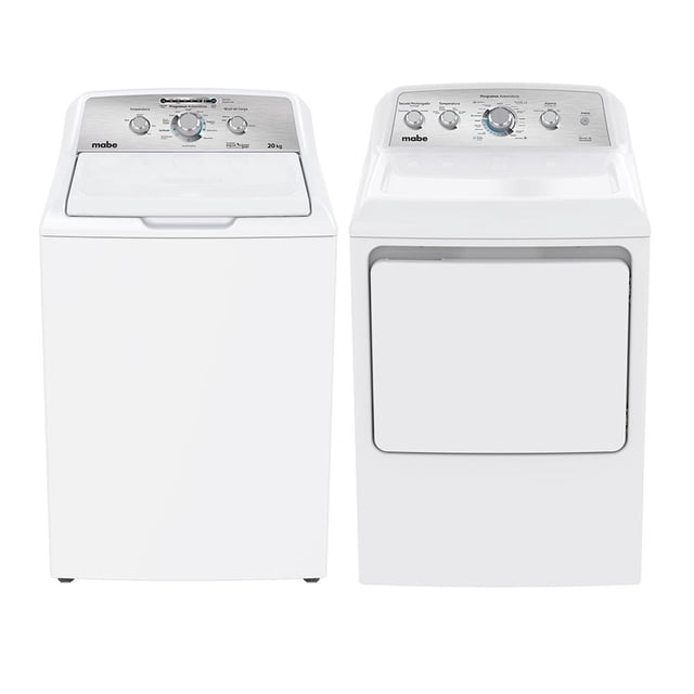 Combo Mabe Lavadora 20 Kg + Secadora 22 Kg LMA70213G47N5MSB Blanco