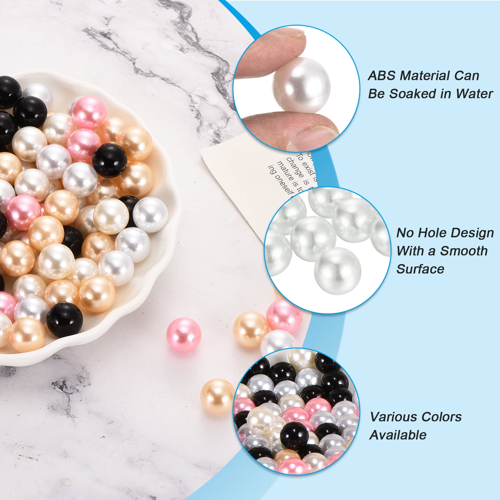 Uxcell 140pcs 16mm White Pearl Beads ABS Faux Pearls Vase Fillers 300g Ornament Filler for Crafts