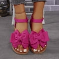 thumbnail image 6 of KEGIRLOM Women's Fashion Casual Spring And Summer Outer Wear Bow Round Toe Open Toe Elastic Back Flat Heel Flat Sandals Hot Pink 7.5, 6 of 8