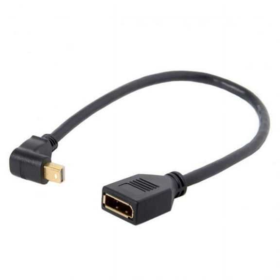 FVH Up Angled Mini DP DisplayPort 90 Degree to DisplayPort Female Cable for Displays Monitors