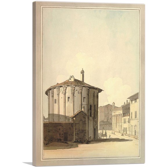 ARTCANVAS Temple Of Vesta And Temple Of Fortune Virilis 1781 Canvas Art Print by Francis Towne - Size: 12" x 8" (0.75" Deep)
