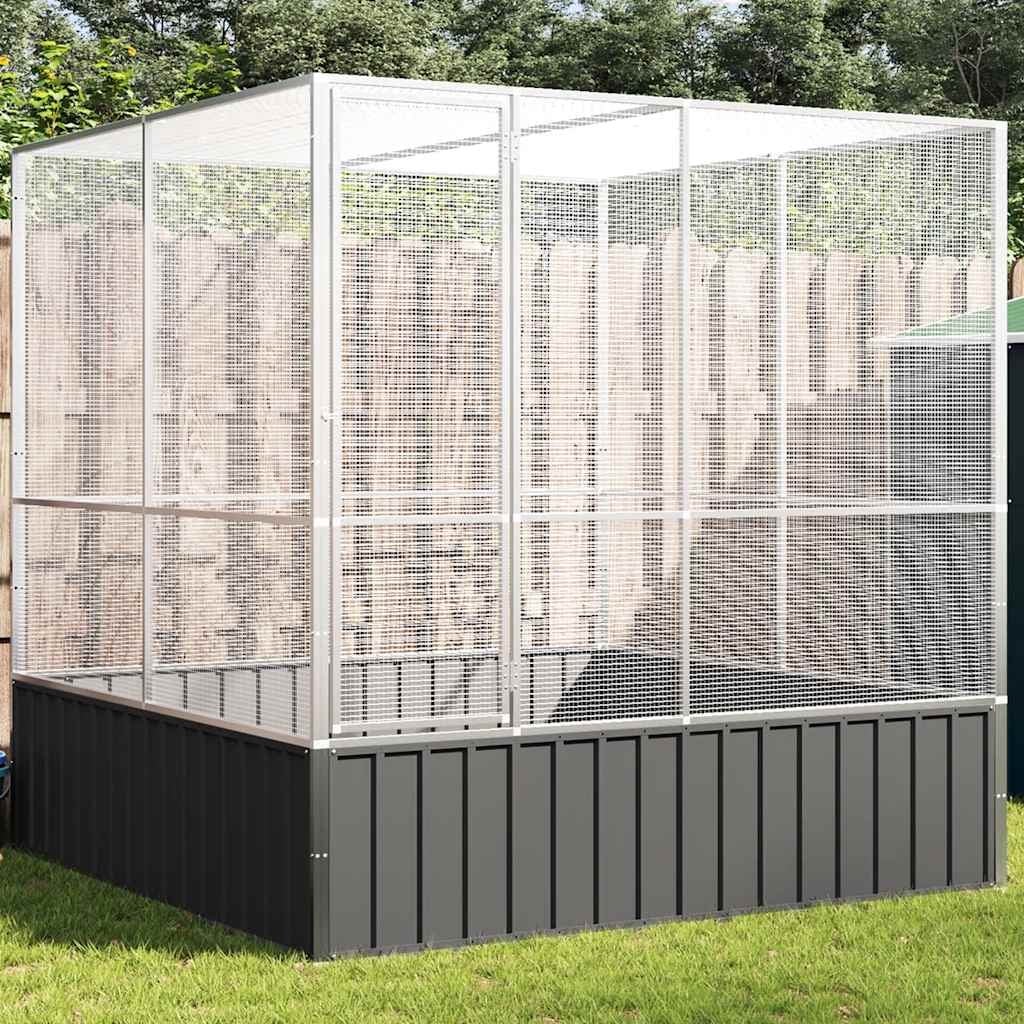 "vidaXL Large Parrot Cage Steel Aviary, Silver, 83.1"" x 81.5"" x 83.5"""