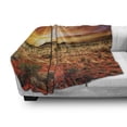 thumbnail image 3 of Desert Soft Flannel Fleece Blanket, Sunset over Central Australian Landscape Dreamy Dramatic Sky Scenic Nature, Cozy Plush for Indoor and Outdoor Use, 50" x 60", Orange Yellow Coral, by Ambesonne, 3 of 6