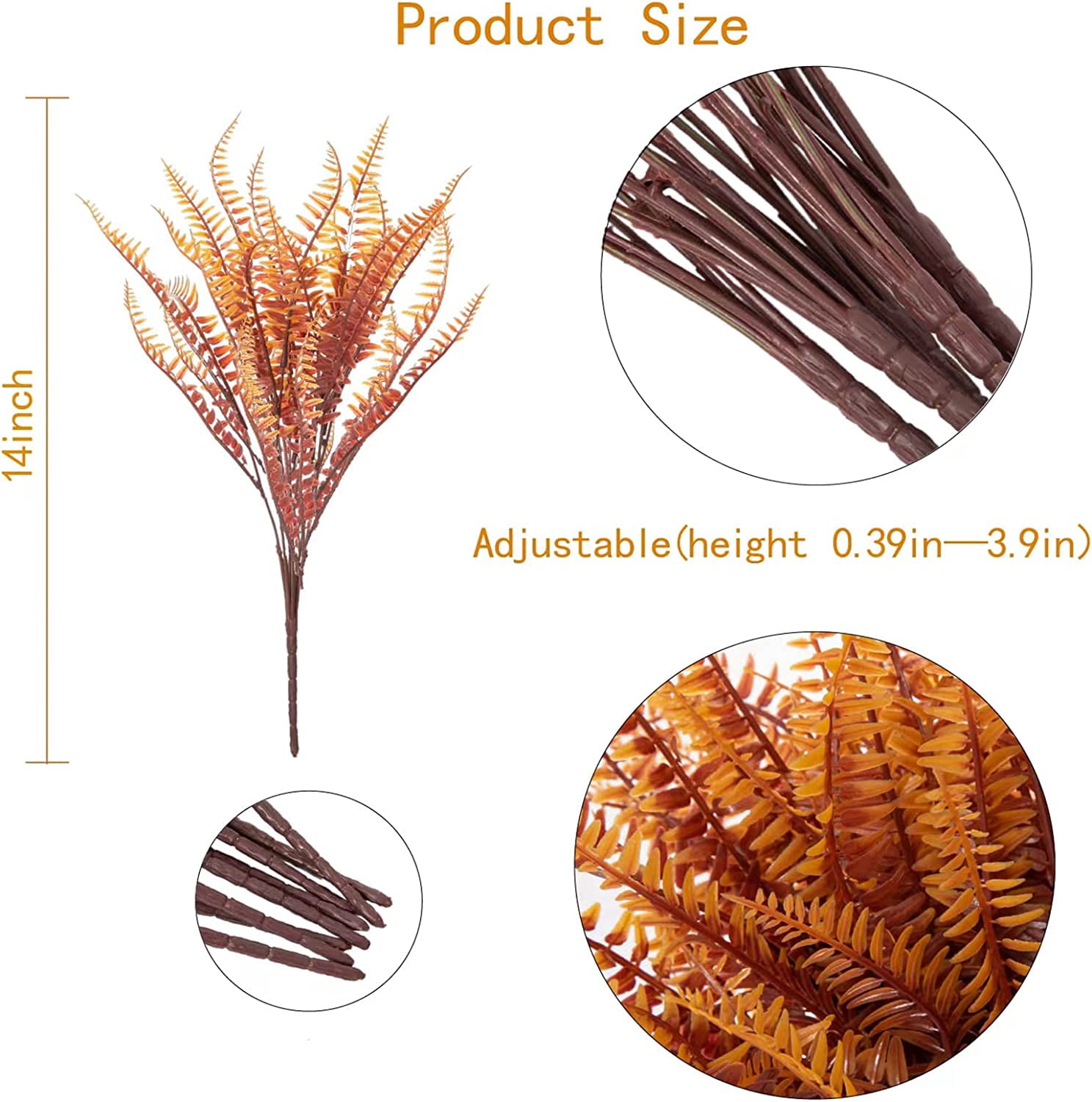 Morttic 4Pack Artificial Fall Boston Fern Plants Vines Fake Bundles UV Resistant Shrubs Plant for Autumn Thanksgiving Indoor Outdoor Home Decoration