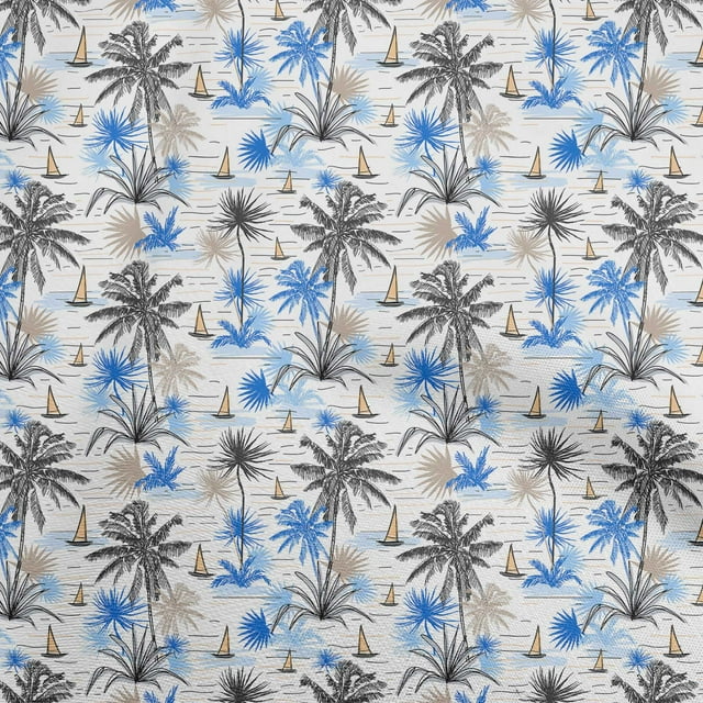 oneOone Silk Tabby Blue Fabric Sea Life Pattern Craft Projects Decor Fabric Printed By The Yard 42 Inch Wide