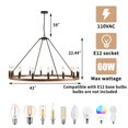 thumbnail image 5 of Magic Home 16-Light Big Wagon Wheel Chandelier,Modern Farmhouse Large Light Fixtures Large Round Chandelier,Round Kitchen Island Light,walnut color frame + black lamp head, 5 of 9