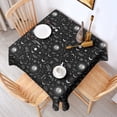 thumbnail image 2 of Black White Gothic Moon Flower Leaf Pattern Square Tablecloth,Waterproof Square Table Cover,Wipeable Spillproof Washable Table Cover for Home Kitchen Party Decor 60"x60"(152x152cm), 2 of 6