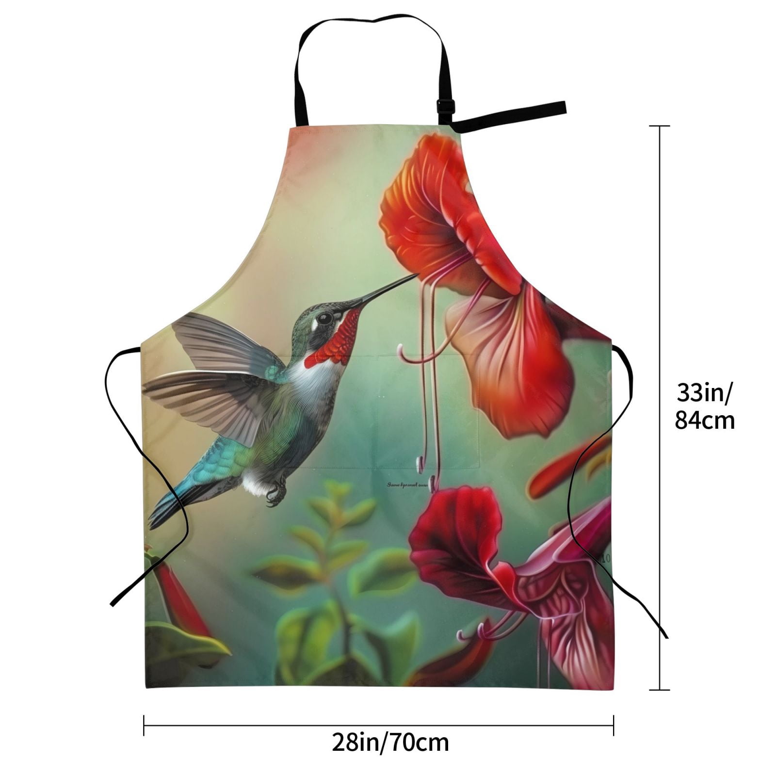 Kdxio Hummingbird Floral Paradise Apron with Pockets Adjustable Kitchen Aprons for Men Women Waterproof Aprons for Cooking,Drawing,Crafting, Baking Household Cleaning