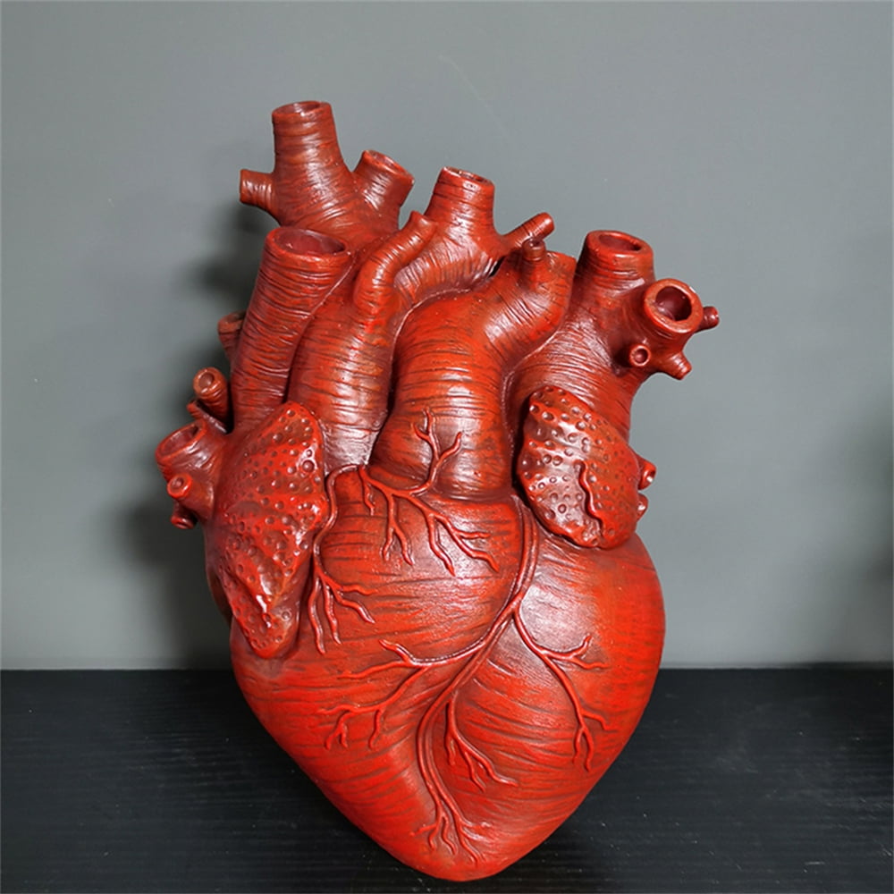 Anatomical Heart Vase Resin Flower Pot Desktop Ornament Home Shelf Table Decor 