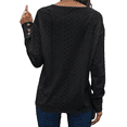 thumbnail image 3 of Blusas Elegantes e Informales para Mujer, con Cuello en V, Larga, Botones, Encaje Calado y Bordado. Negro L, 3 of 7