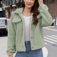 thumbnail image 5 of Aloohaidyvio Women Winter Casual Fuzzy Button Down Long Sleeve Warm Short Crop Jacket Coat, 5 of 5