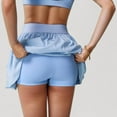 thumbnail image 6 of Women's High Waist Pleated Mini Skirt with Wide Waistband and Side Pockets - Large, Blue, 6 of 7