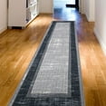 thumbnail image 2 of Ottomanson Border Hallway Runner Rug 2'7" x 9'10" - Non Slip Low Pile Carpet, Gray/Navy, 2 of 14