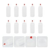 LOLIPPYY Set of 10 White Plastic Condiment Bottles with Lids for Ketchup, Mustard, Dressing - Sealed, Lightweight Containers
