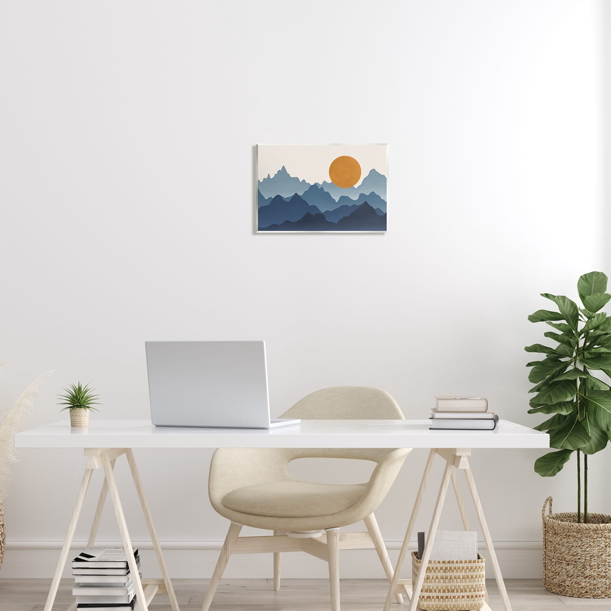 Stupell Industries Rising Sun Jagged Layered Mountain Range Peaks Graphic Art Unframed Art Print Wall Art, Design by JJ Design House LLC