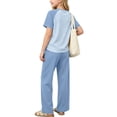 thumbnail image 7 of Cethrio Girls' Pajama Sets Short Sleeve, Comfy 2 Piece Casual Summer Girls' Sleepwear Light Blue Size 3-4T, 7 of 7