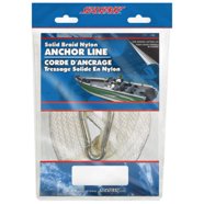 Boatman 3/8" X 100 FT Double Braided Anchor Rope With Stainless Steel Thimble & Shackle - White Marine Rope
