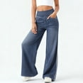 thumbnail image 2 of KKBOTIVE Women Sweatpant Jeans Fashion Denim Pants High Waisted Stretchy Pull On Wide Leg Jeans with Pocket Blue, Size: XXL, 2 of 5