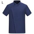 thumbnail image 2 of Uniforme de chef Delantal de cocina de verano de manga corta con bolsillos delanteros Trajes Carnicero Servidor Ropa Suministros para el hogar Absorbedores de humedad Azul L sidaley LF000327-16, 2 of 7
