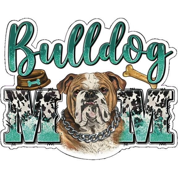 WickedGoodz English Bulldog Mom Vinyl Decal - Drawn Dog Breed Bumper Sticker - for Laptops Tumblers Windows Cars Trucks