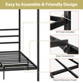 thumbnail image 4 of SuperDeal Full Size Canopy Bed Frame Metal Slats 800lbs Mattress Foundation W/Headboard & Under Bed Storage, No Box Spring Needed, Black, 4 of 10