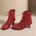 thumbnail image 5 of Mepaouo Women Vintage Victorian Lace up Boots Kitten Heel Walking Ankle Short Booties(Red,8), 5 of 6