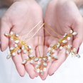 thumbnail image 3 of Bride Rhinestone Wedding Hair Pins Pearl Crystal Hair Piece Bridal Hair Accessories for Women (Pack of 3) HP182 (2-Gold), 3 of 4