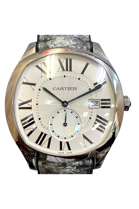 Pre-Owned Cartier Drive de LM wristwatch, total weight 74.8g, stainless steel, rubber strap,...