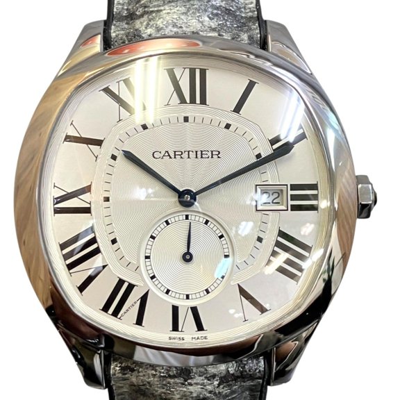 Pre-Owned Cartier Drive de LM wristwatch, total weight 74.8g, stainless steel, rubber strap,...