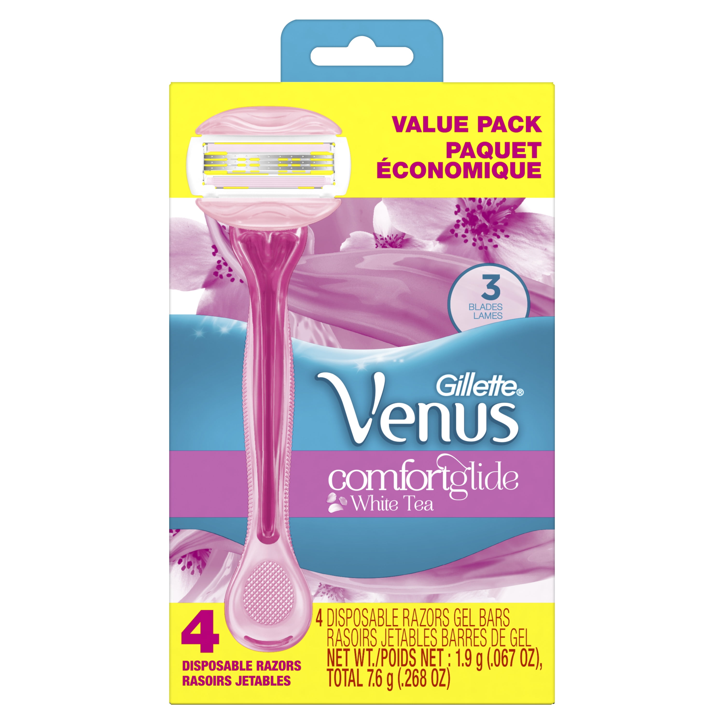 Gillette Venus ComfortGlide Womens Disposable Razors, White Tea, 4 ct