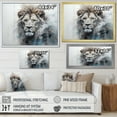 thumbnail image 4 of Designart "Lion'S Royal Presence In Grey And Blue Savannah" Animals Lion Floater Framed Wall Art Prints, 4 of 5
